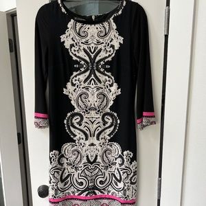 INC International Concepts Women’s Dress - Black/white/Hot Pink - Size Small